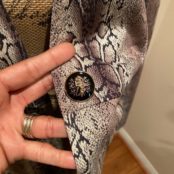 Suede snakeskin print pocket coat. - Picture 9 of 9